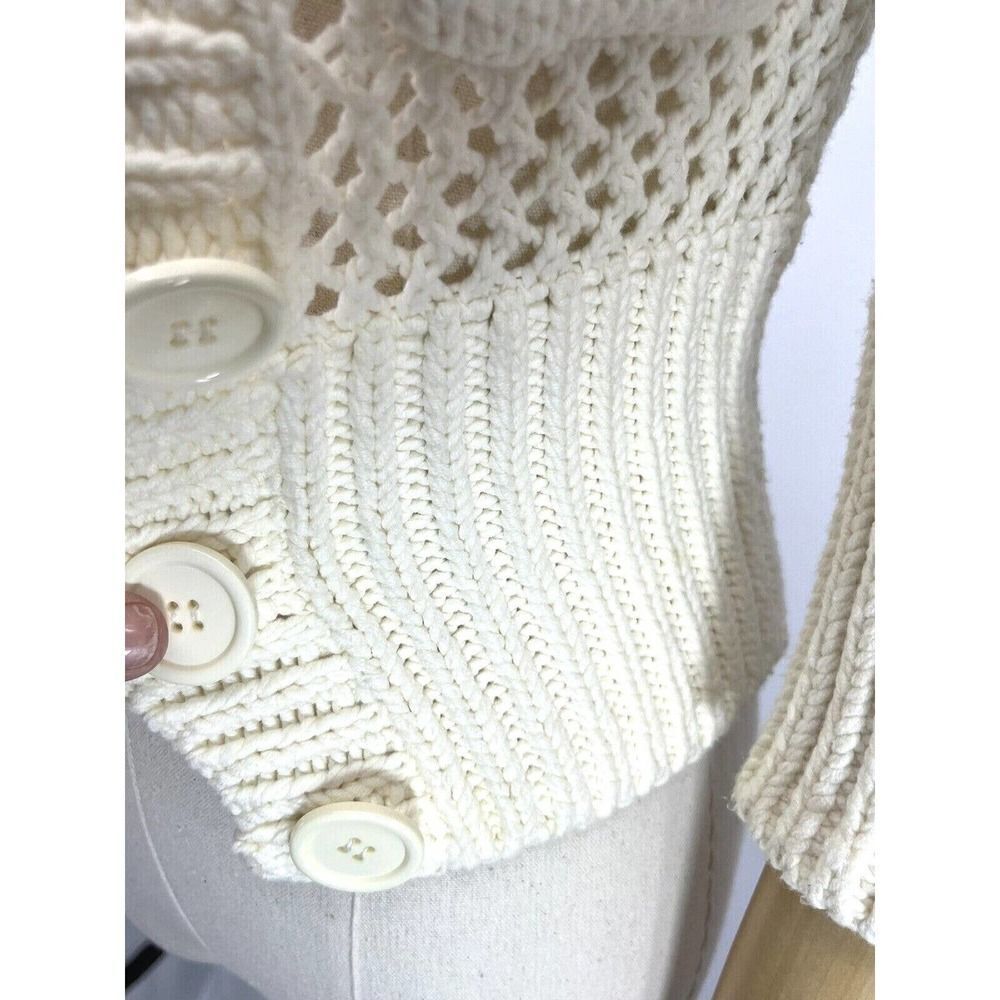 Free People Chunky Open Knit Fitted Cardigan‎ Sweater Buttons Pockets - Picture 10 of 14